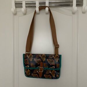 Fossil SL4139 Crossbody Bag Messenger Bag Floral Geometric Coated Canvas NWOT